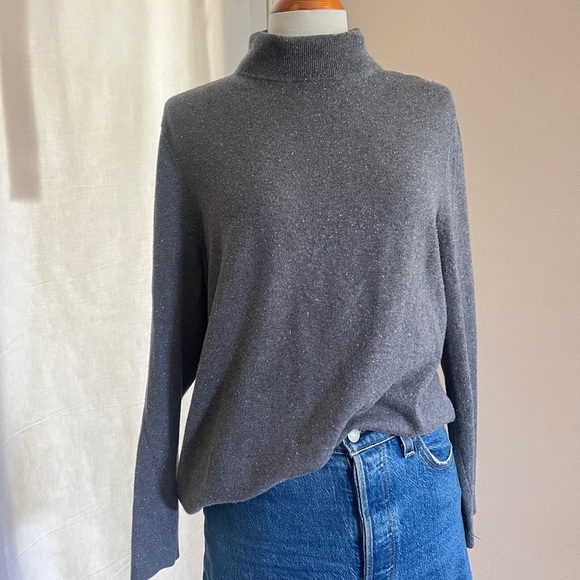 Talbots Cotton Blend Speckled Turtleneck Sweater - Picture 2 of 4